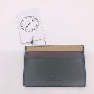 NWT Bespoke Unisex Dark Green Colorblock Leather Card Holder Wallet